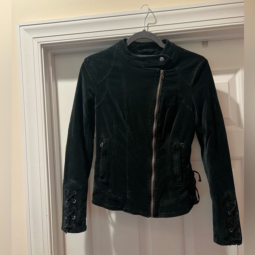 Women's BNCI Black velvet moto-style Jacket